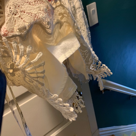 Free people white gauze slip dress with lace small - Picture 3 of 6